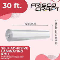 Frisco Craft Clear Vinyl Self-Adhesive Laminate 12" x 150FT Roll, Compatible with Cricut, Silhouette Cameo Portrait, Decals, Stickers, Stencils, Peel and Stick (Clear Laminate Sticker Vinyl, Glossy) - 2 Case (8 Rolls)