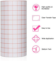 Frisco Craft Clear Premium Tack Vinyl Transfer Paper Tape Roll-12 x 50 FT w/Alignment Grid Application Tape for Cricut & Silhouette Cameo, Adhesive Vinyl for Decals,Signs, Windows, Stickers