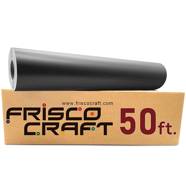 Frisco Craft Matte Black Permanent Vinyl - 12" x 50 FT Black Vinyl Roll, Adhesive Vinyl Sheets Compatible with Cricut, Silhouette and Cameo